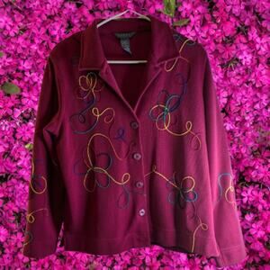 Koret vintage Medium button down pink with embroidery design beautiful jacket.